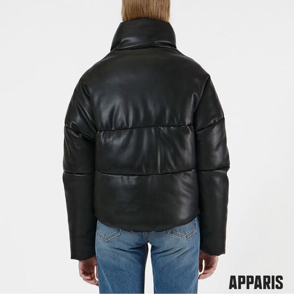 APPARIS **NWT** Jemma Vegan Leather Puffer Jacket in Black Noir - Picture 7 of 13